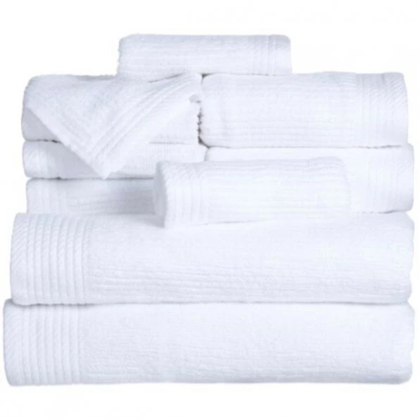 Hastings Home Ribbed 100 Percent Cotton 10 Piece Towel Set – White