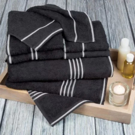 Hastings Home Rio 8 Piece 100 Percent Cotton Towel Set - Black