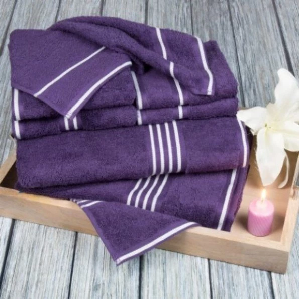 Hastings Home Rio 8 Piece 100 Percent Cotton Towel Set – Eggplant