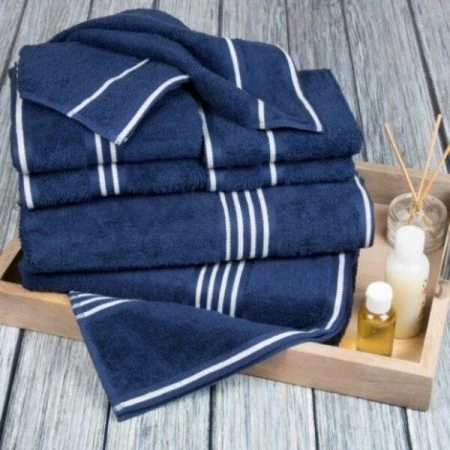 Hastings Home Rio 8 Piece 100 Percent Cotton Towel Set - Navy