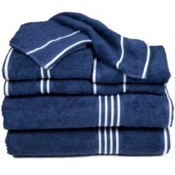 Hastings Home Rio 8 Piece 100 Percent Cotton Towel Set – Navy