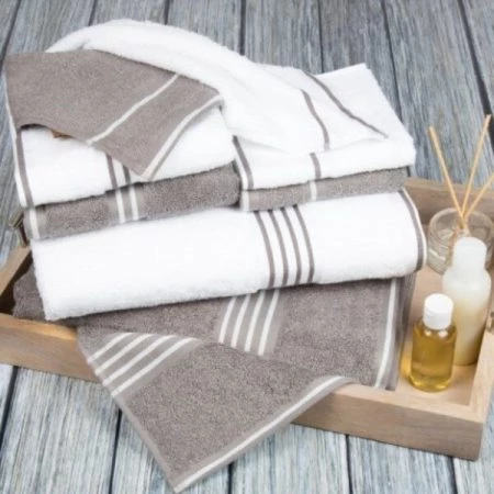 Hastings Home Rio 8 Piece 100 Percent Cotton Towel Set - White and Silver