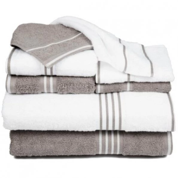 Hastings Home Rio 8 Piece 100 Percent Cotton Towel Set – White and Silver