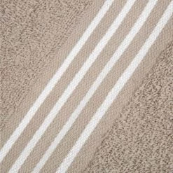 Hastings Home Rio 8 Piece 100 Percent Cotton Towel Set - White and Taupe 4 Hastings Home Rio 8 Piece 100 Percent Cotton Towel Set – White and Taupe