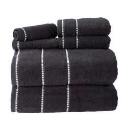 2-piece Luxury Cotton Towel Set, Bath Sheet Made from 100% Zero Twist Cotton, (Black/White)