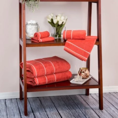 Hastings Home 2-piece Luxury Cotton Towel Set, Bath Sheet Made from 100% Zero Twist Cotton, (Brick/White)