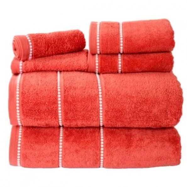 2-piece Luxury Cotton Towel Set, Bath Sheet Made from 100% Zero Twist Cotton, (Brick/White)