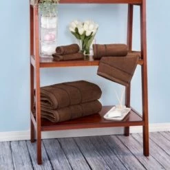 6-piece 100-percent Cotton Towel Set with 2 Bath Towels, 2 Hand Towels and 2 Washcloths (Chocolate)