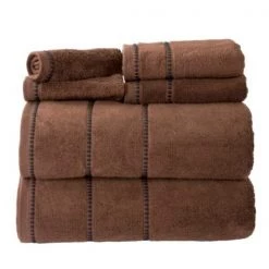 6-piece 100-percent Cotton Towel Set with 2 Bath Towels, 2 Hand Towels and 2 Washcloths (Chocolate)