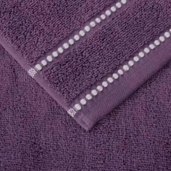 6-piece Set Luxury Cotton Towel With 2 Bath Towels, 2 Hand Towels and 2 Washcloths (Eggplant/White)