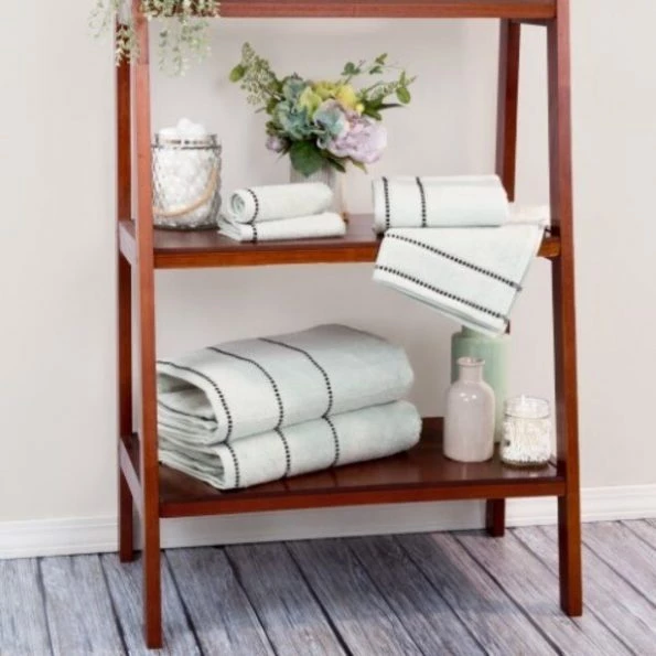 2-piece Luxury Cotton Towel Set, Bath Sheet Made from 100% Zero Twist Cotton, (Seafoam/Black)