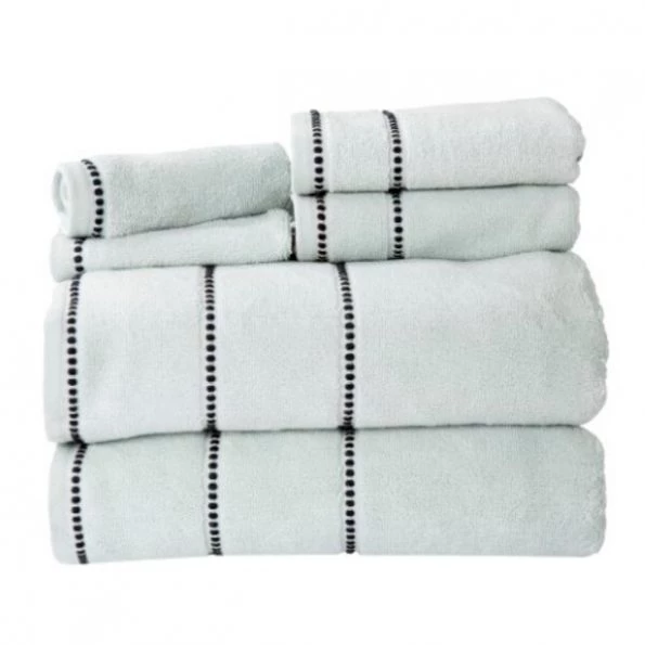 2-piece Luxury Cotton Towel Set, Bath Sheet Made from 100% Zero Twist Cotton, (Seafoam/Black)