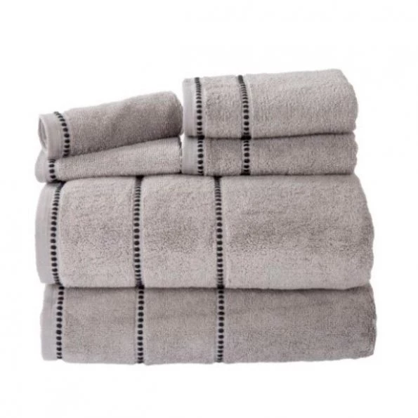 2-piece Luxury Cotton Towel Set, Bath Sheet Made from 100% Zero Twist Cotton, (Silver/Black)