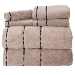 Hastings Home 2-piece Luxury Cotton Towel Set, Bath Sheet Made from 100% Zero Twist Cotton, (Taupe/Black) 3 2-piece Luxury Cotton Towel Set, Bath Sheet Made from 100% Zero Twist Cotton, (Taupe/Black)