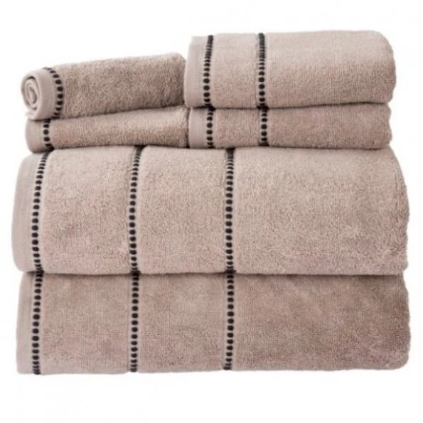 2-piece Luxury Cotton Towel Set, Bath Sheet Made from 100% Zero Twist Cotton, (Taupe/Black)