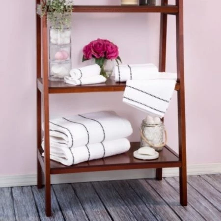 Hastings Home 6-piece Cotton Towel Set with 2 Bath Towels, 2 Hand Towels and 2 Washcloths (White/Black)