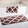 Hastings Home 100 Percent Cotton 2 Piece Trellis Bathroom Mat Set - Chocolate
