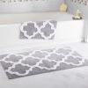Hastings Home 100 Percent Cotton 2 Piece Trellis Bathroom Mat Set - Silver