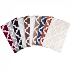 Hastings Home 100 Percent Cotton 2 Piece Trellis Bathroom Mat Set - Burgundy 4 Hastings Home 100 Percent Cotton 2 Piece Trellis Bathroom Mat Set – Burgundy