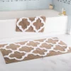 Hastings Home 100 Percent Cotton 2 Piece Trellis Bathroom Mat Set - Taupe