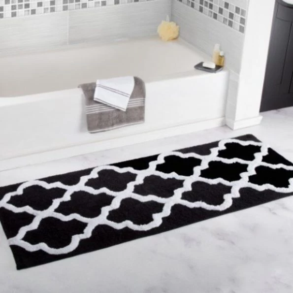 Hastings Home 100 Percent Cotton Trellis Bathroom Mat - 24x60 inches - Black 1 Hastings Home 100 Percent Cotton Trellis Bathroom Mat – 24×60 inches – Black