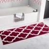 Hastings Home 100 Percent Cotton Trellis Bathroom Mat - 24x60 inches - Burgundy