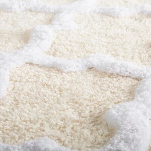 Hastings Home 100 Percent Cotton Trellis Bathroom Mat – 24×60 inches – Bone