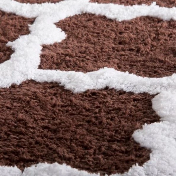 Hastings Home 100 Percent Cotton Trellis Bathroom Mat- 24×60 inches – Chocolate