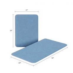 Hastings Home 2-piece Bathroom Rug Set, Memory Foam Mats, Jacquard Fleece Non-Slip Absorbent Runner, Blue 4 2-piece Bathroom Rug Set, Memory Foam Mats, Jacquard Fleece Non-Slip Absorbent Runner, Blue