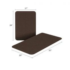 2-piece Bathroom Rug Set, Memory Foam Mats, Jacquard Fleece Non-Slip Absorbent Runner, Brown