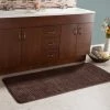24"x59" Memory Foam Extra Long Bath Mat by Hastings Home - Woven Jacquard Fleece - Chocolate