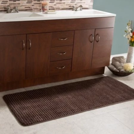 24"x59" Memory Foam Extra Long Bath Mat by Hastings Home - Woven Jacquard Fleece - Chocolate