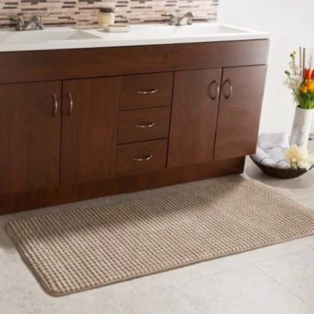 24"x59" Memory Foam Extra Long Bath Mat by Hastings Home - Woven Jacquard Fleece - Taupe