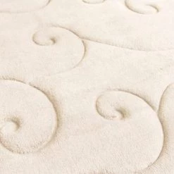 2 pc Memory Foam Bath Mat Set by Hastings Home -Coral Fleece Embossed Pattern – Ivory