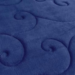 2 pc Memory Foam Bath Mat Set by Hastings Home -Coral Fleece Embossed Pattern – Navy
