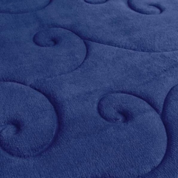 2 pc Memory Foam Bath Mat Set by Hastings Home -Coral Fleece Embossed Pattern – Navy