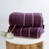 Hastings Home 2-piece Luxury Cotton Towel Set, Bath Sheet Made From 100% Zero Twist Cotton, (Eggplant/White)