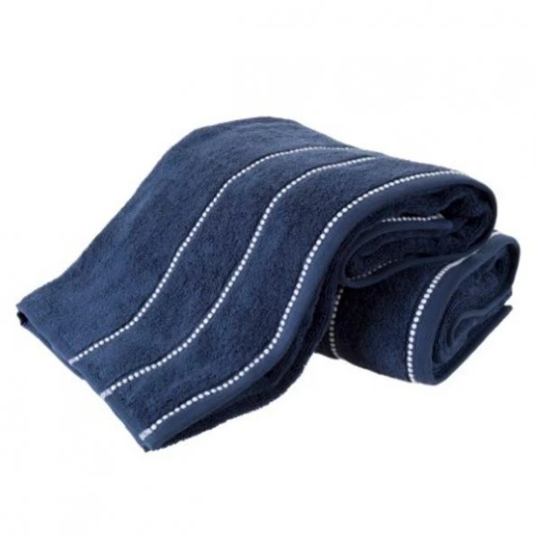 2-piece Luxury Cotton Towel Set, Bath Sheet Made from 100% Zero Twist Cotton, (Navy/White)