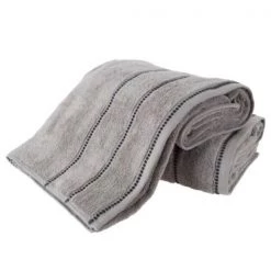 2-piece Luxury Cotton Towel Set, Bath Sheet Made from 100% Zero Twist Cotton, (Silver/Black)