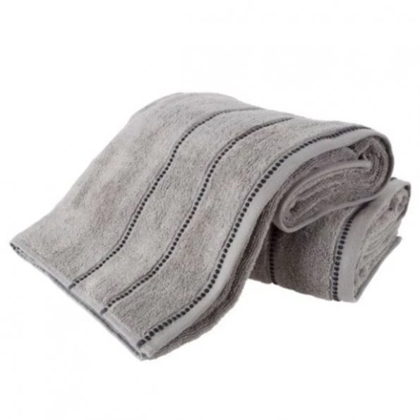 2-piece Luxury Cotton Towel Set, Bath Sheet Made from 100% Zero Twist Cotton, (Silver/Black)