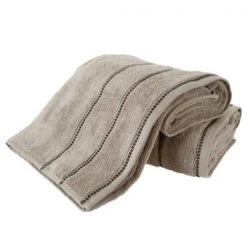 2-piece Luxury Cotton Towel Set, Bath Sheet Made from 100% Zero Twist Cotton, (Taupe/Black)