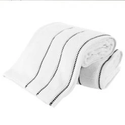 2-piece Luxury Cotton Towel Set, Bath Sheet Made from 100% Zero Twist Cotton, (White/Black)