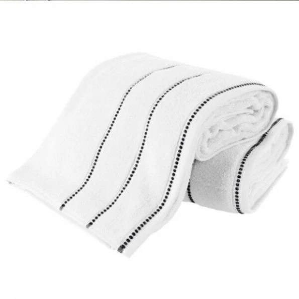 2-piece Luxury Cotton Towel Set, Bath Sheet Made from 100% Zero Twist Cotton, (White/Black)