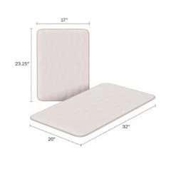 2-piece Bathroom Rug Set, Memory Foam Mats, Wavy Microfiber Non-Slip Absorbent Runner, Ivory