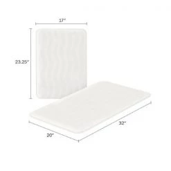 2-piece Bathroom Rug Set, Memory Foam Mats, Wavy Microfiber Non-Slip Absorbent Runner, White