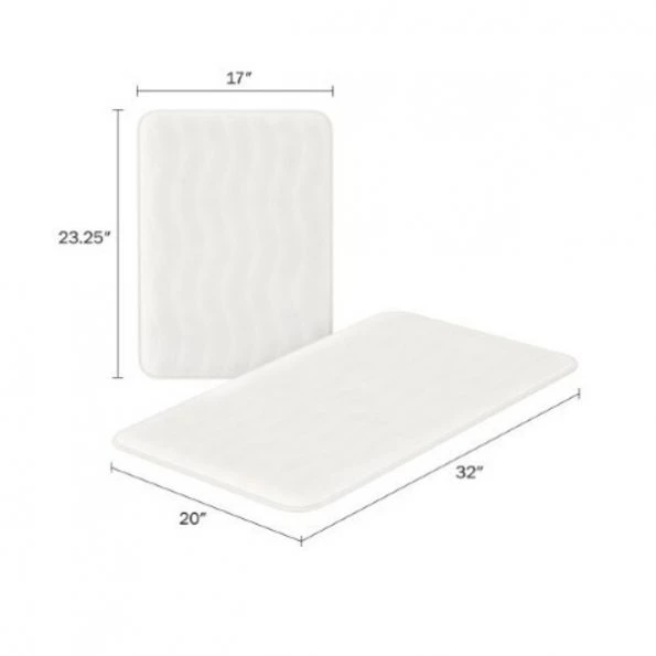 2-piece Bathroom Rug Set, Memory Foam Mats, Wavy Microfiber Non-Slip Absorbent Runner, White