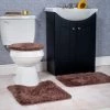 Hastings Home 3 Piece Super Plush Non-Slip Bath Mat Rug Set - Chocolate