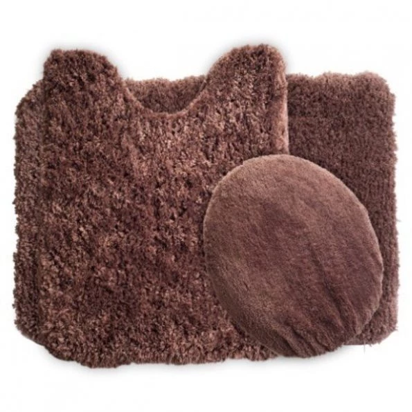 Hastings Home 3 Piece Super Plush Non-Slip Bath Mat Rug Set – Chocolate