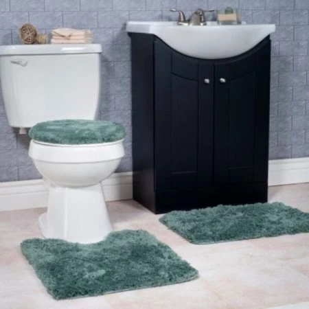 Hastings Home 3 Piece Super Plush Non-Slip Bath Mat Rug Set - Green