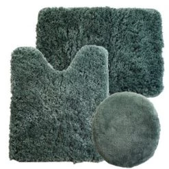 Hastings Home 3 Piece Super Plush Non-Slip Bath Mat Rug Set – Green